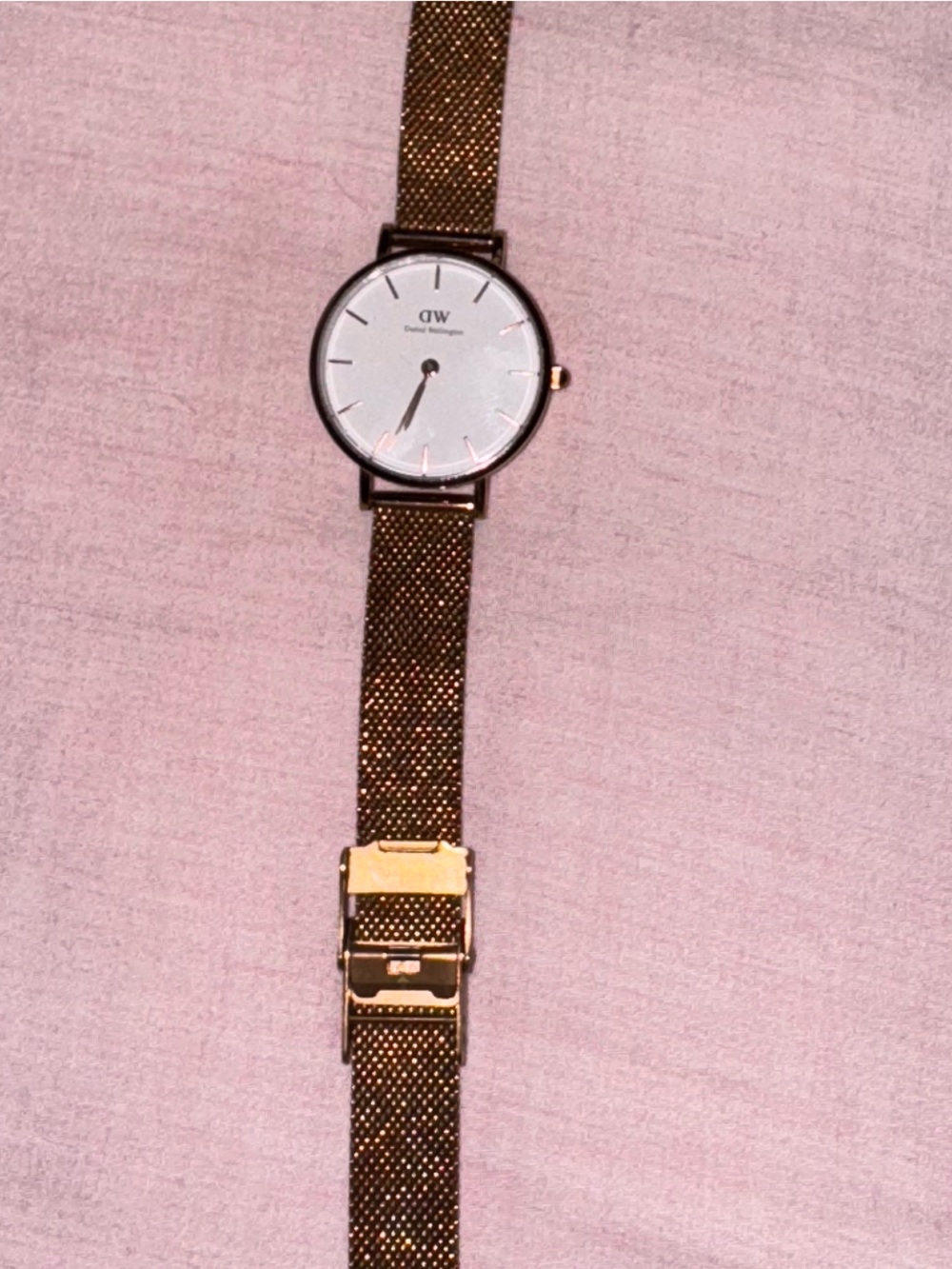 Daniel Wellington Gold Mesh Strap Watch with White Dial